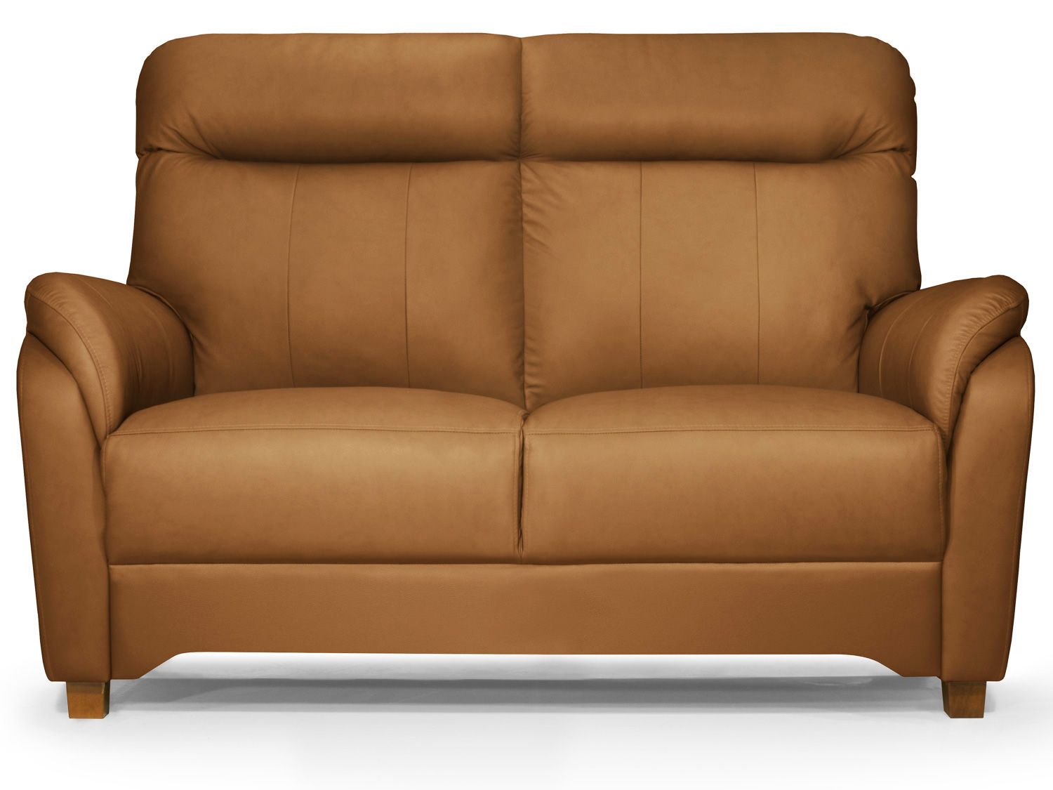 Pieni kotimainen ruskea nahkasohva Flamingo