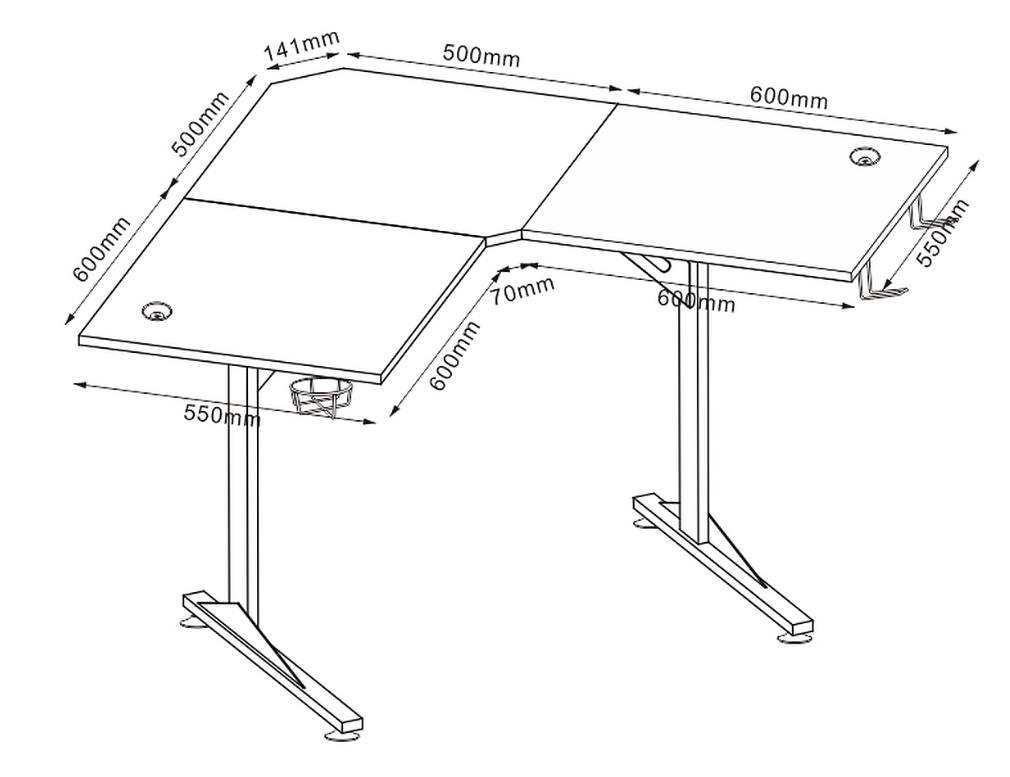 Mittakuva pelipöytä kulmamalli