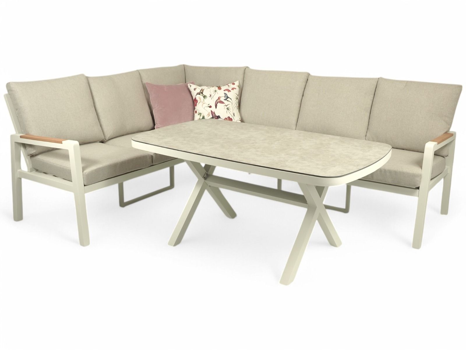 Kustavi kulmasohva terassille, vaalea