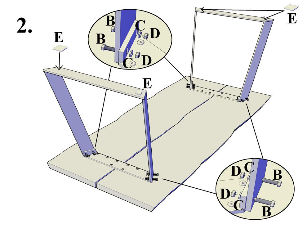 Lana lankkupöytä metallijaloilla, eri kokoja ja värejä