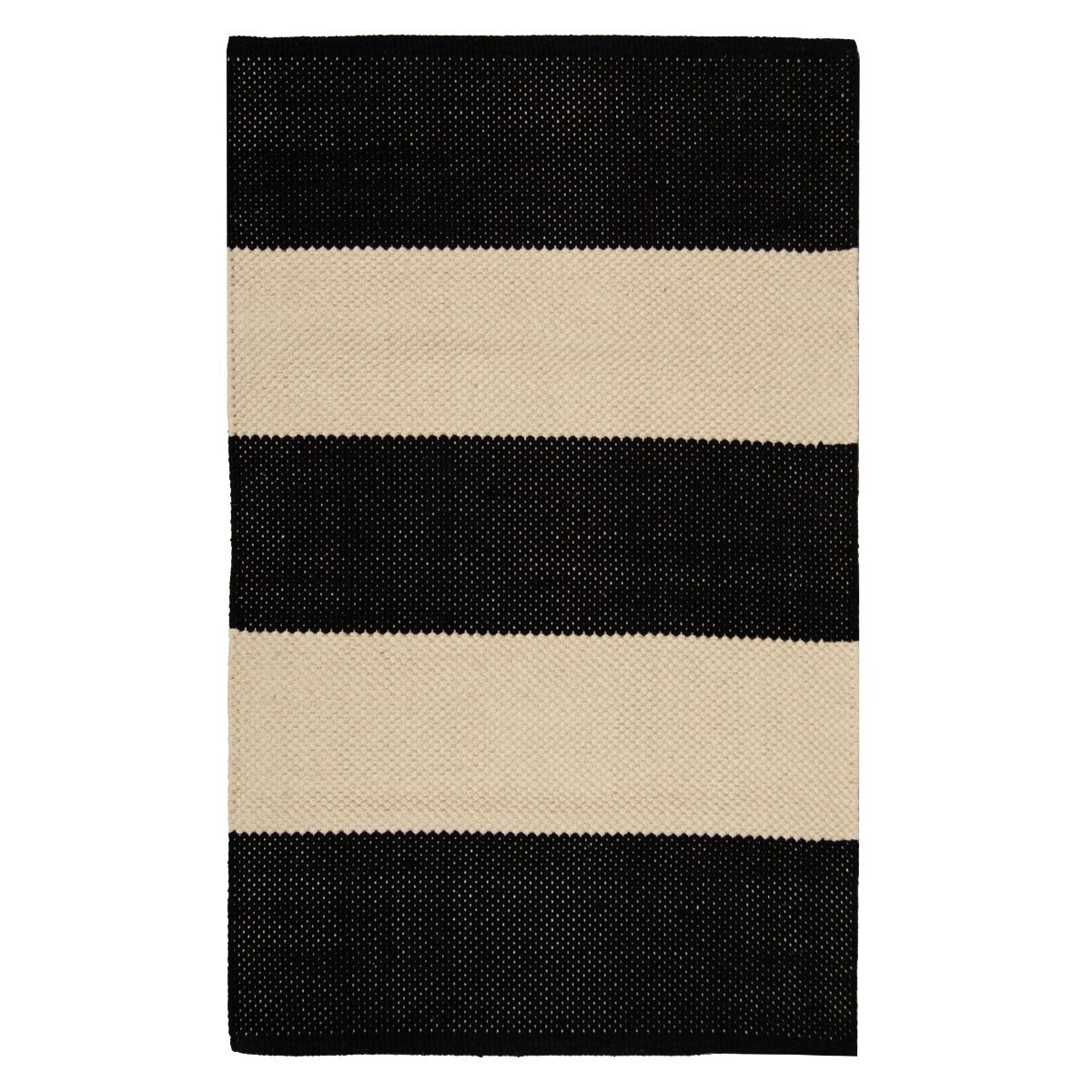 Laituri musta-beige raidallinen puuvillamatto