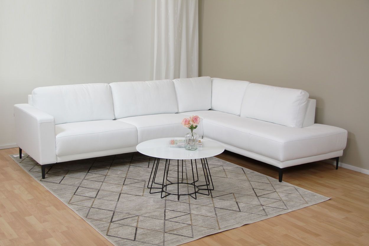 Unico Lakeus avokulmasohva, valkoinen aito nahka