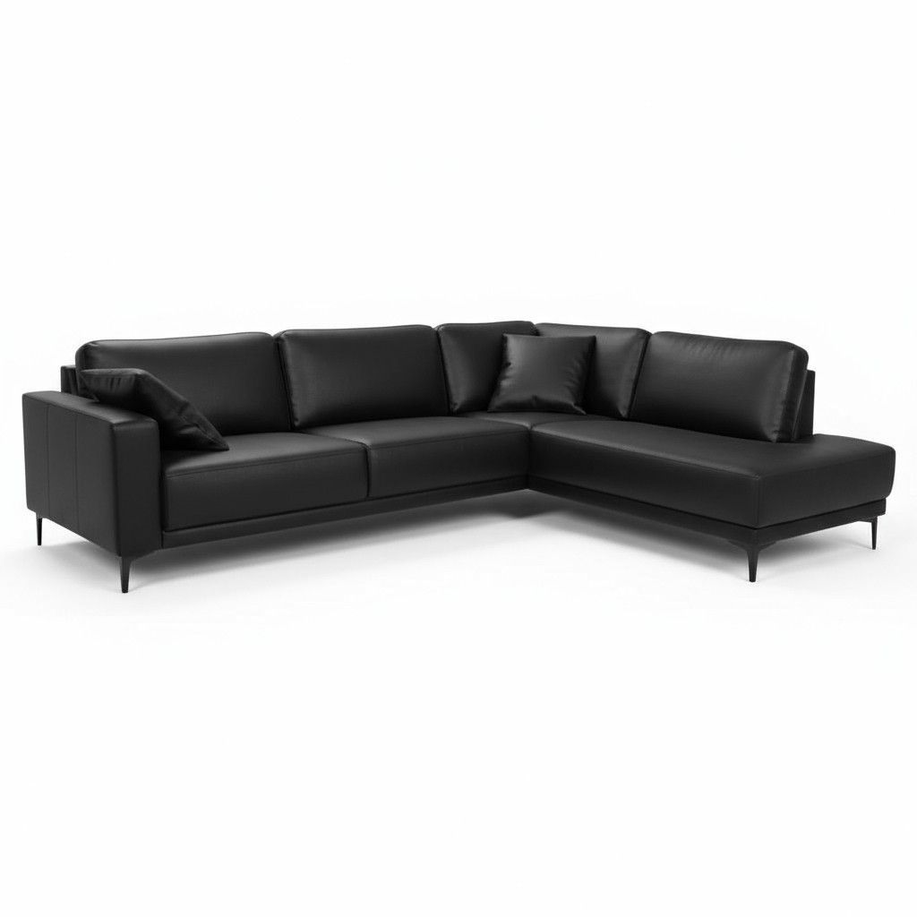 Unico Lakeus avokulmasohva, musta aito nahka