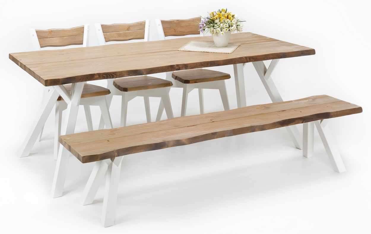 Lana lankkupöytä puujaloilla, eri kokoja ja värejä