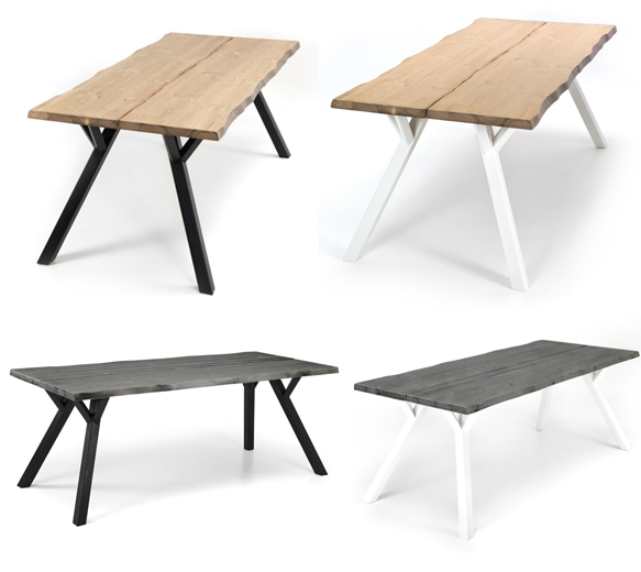 Lana lankkupöytä puujaloilla, eri kokoja ja värejä