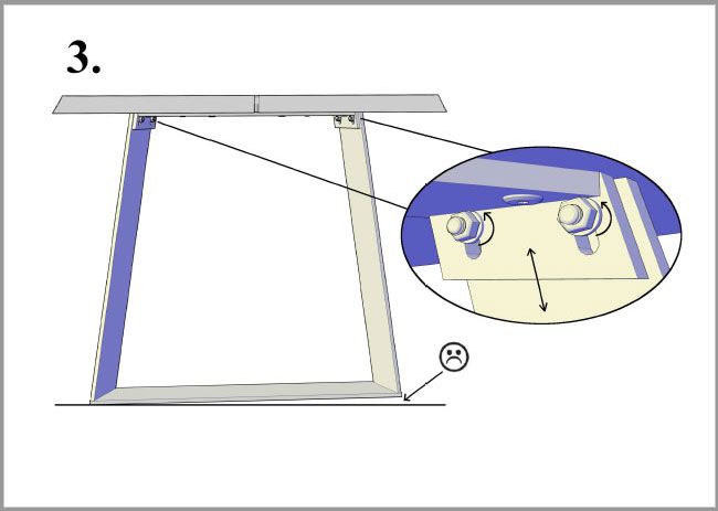 Lana lankkupöytä metallijaloilla, eri kokoja ja värejä