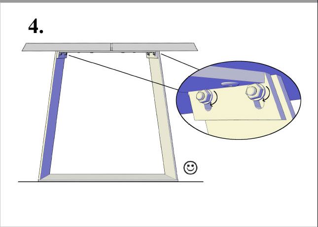 Lana lankkupöytä metallijaloilla, eri kokoja ja värejä