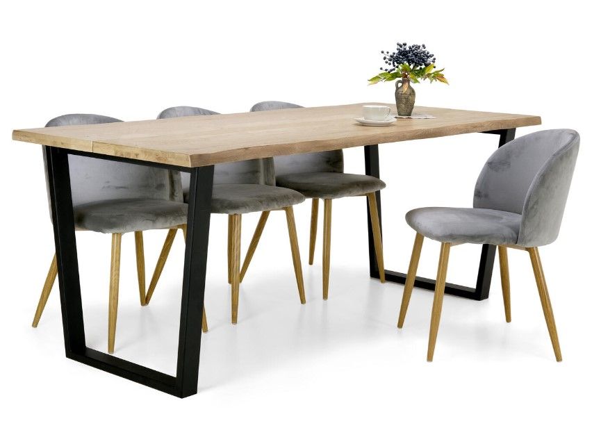 Lana tammi lankkupöytä metallijaloilla, eri vaihtoehtoja