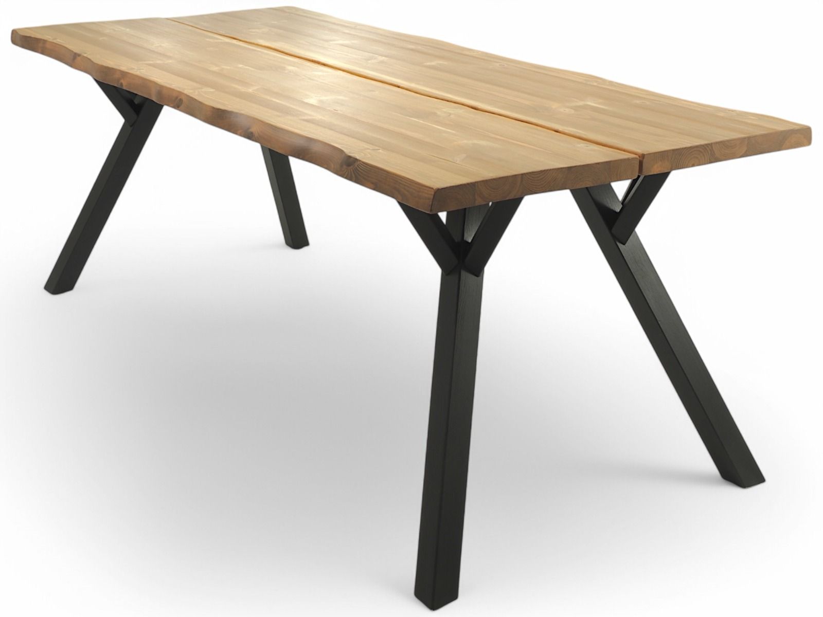 Lana ruokapöytä 200 ruskealla kannella ja mustilla jaloilla