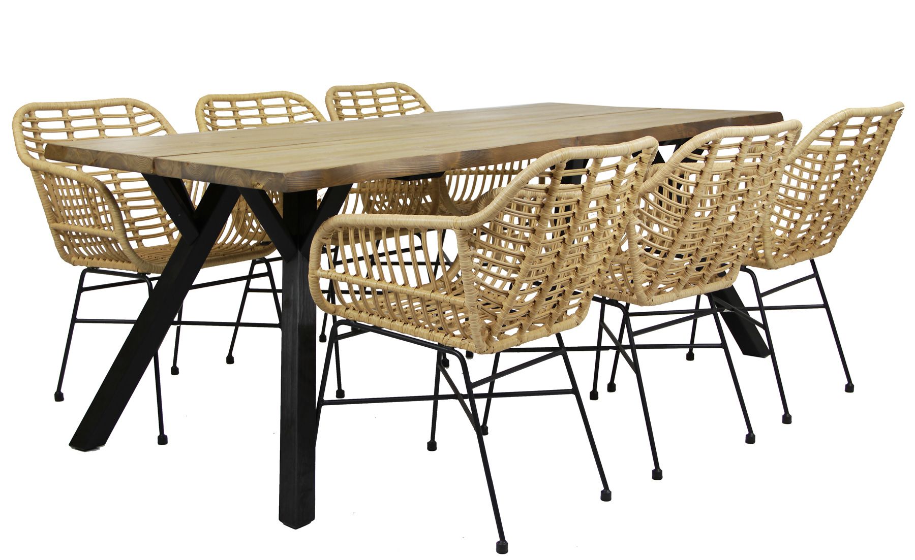 Lana terassipöytä Amanda rottinkituoleilla