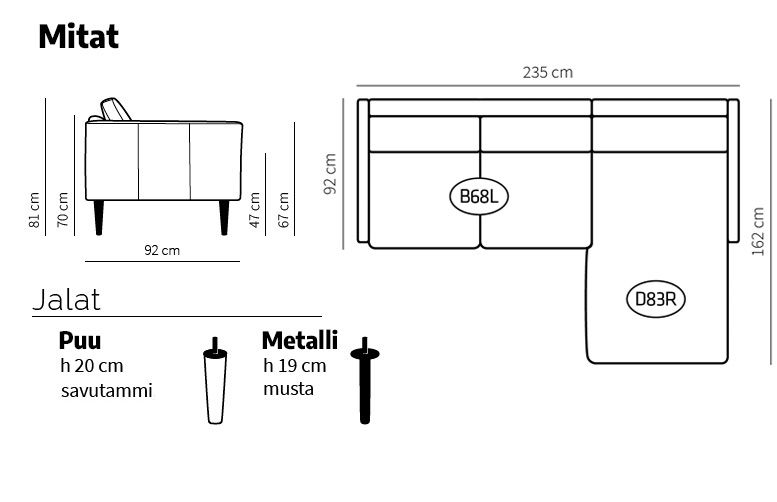Neiser Lario divaanisohva, konjakin ruskea