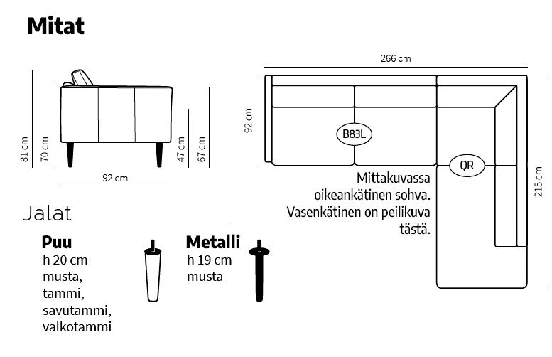 Neiser Lario avokulmasohva, hiekka