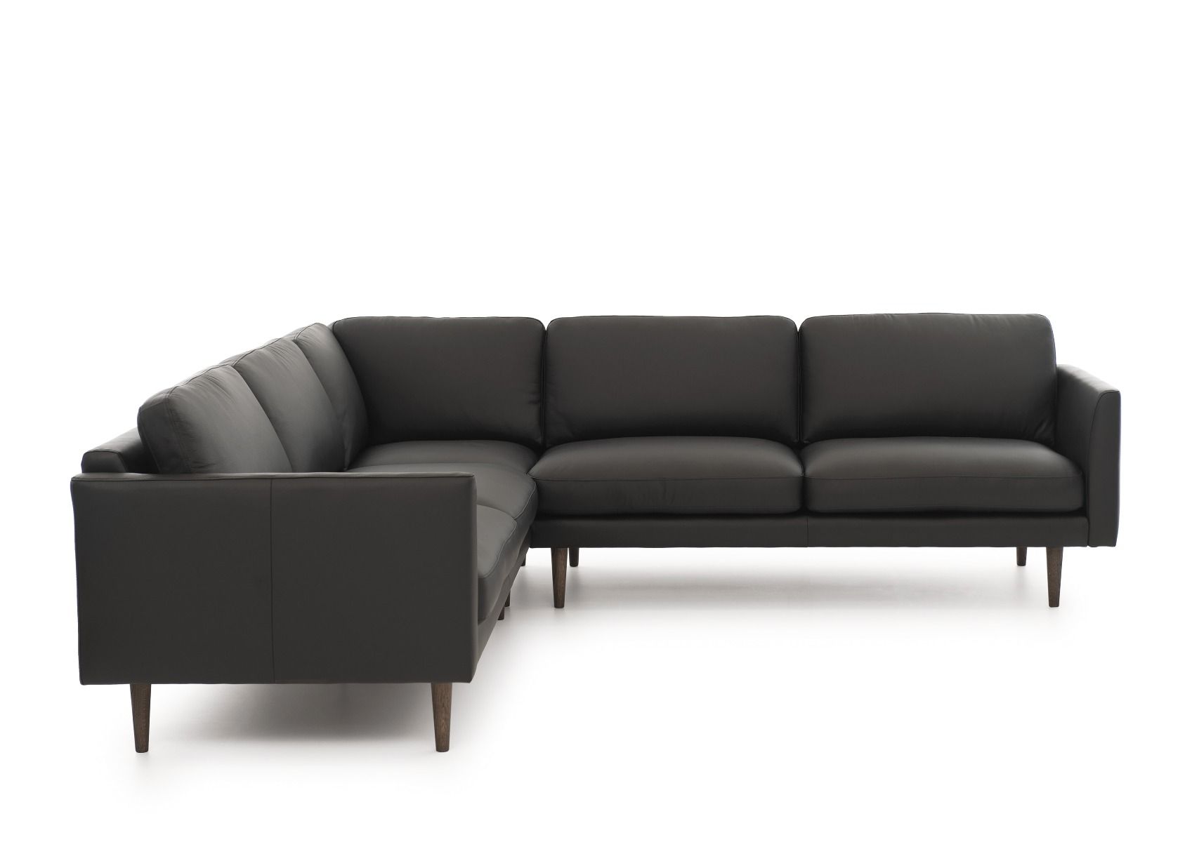 Neiser Lario kulmasohva 266x266cm, mustaa nahkaa