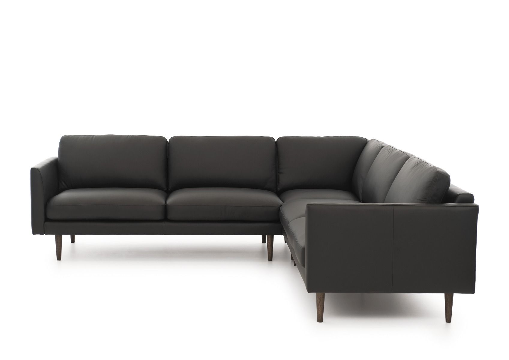 Neiser Lario kulmasohva 266x266cm, mustaa nahkaa