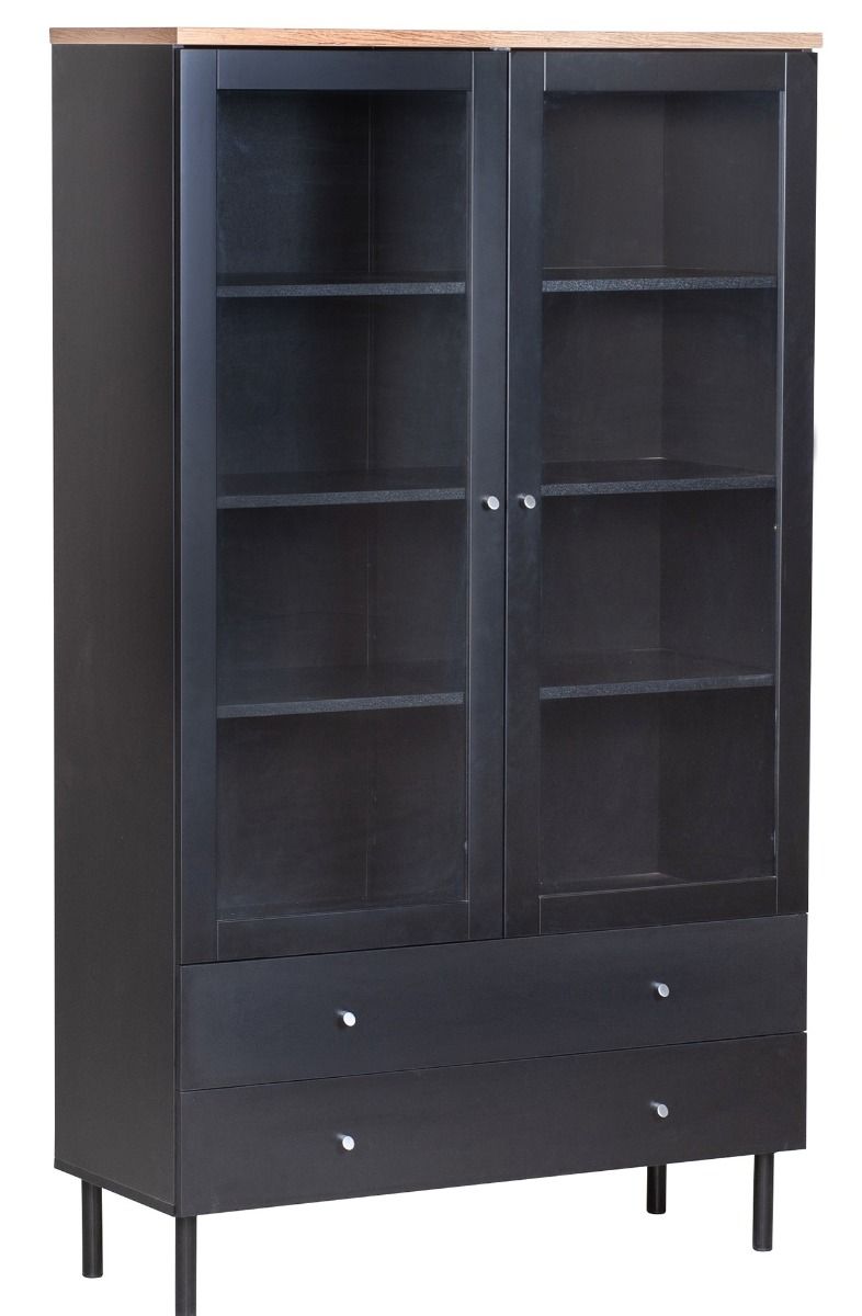 Lehto vitriini 101cm, musta/tammi