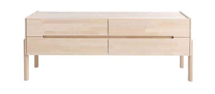 Lennu tv-taso 158cm, lakattu koivu