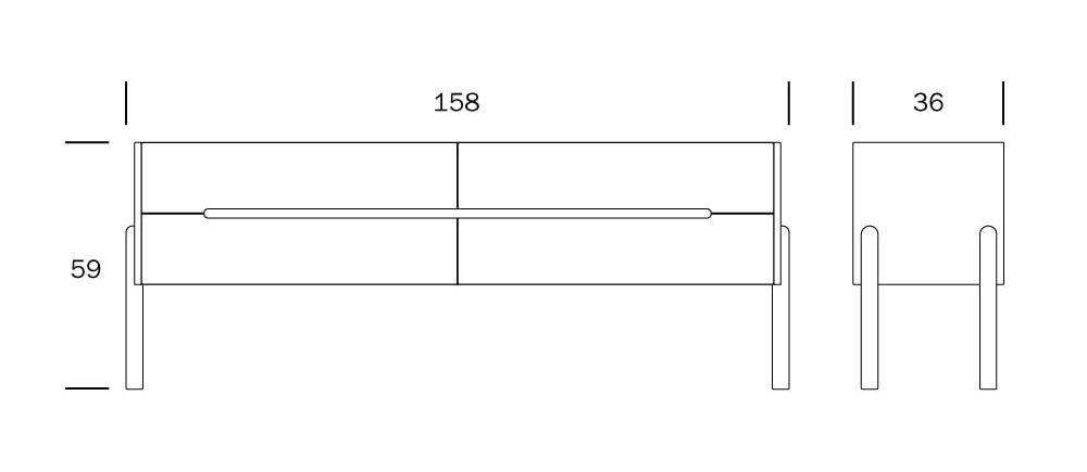 Lennu tv-taso 158cm, lakattu koivu
