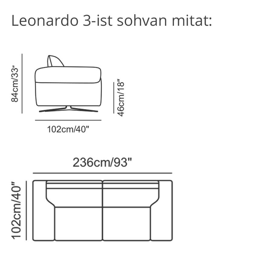 Campo de' Fiori Leonardo sohvakalusto 4+3, vaalea nahka