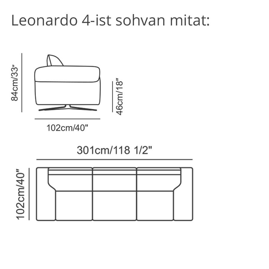 Campo de' Fiori Leonardo sohvakalusto 4+3, vaalea nahka