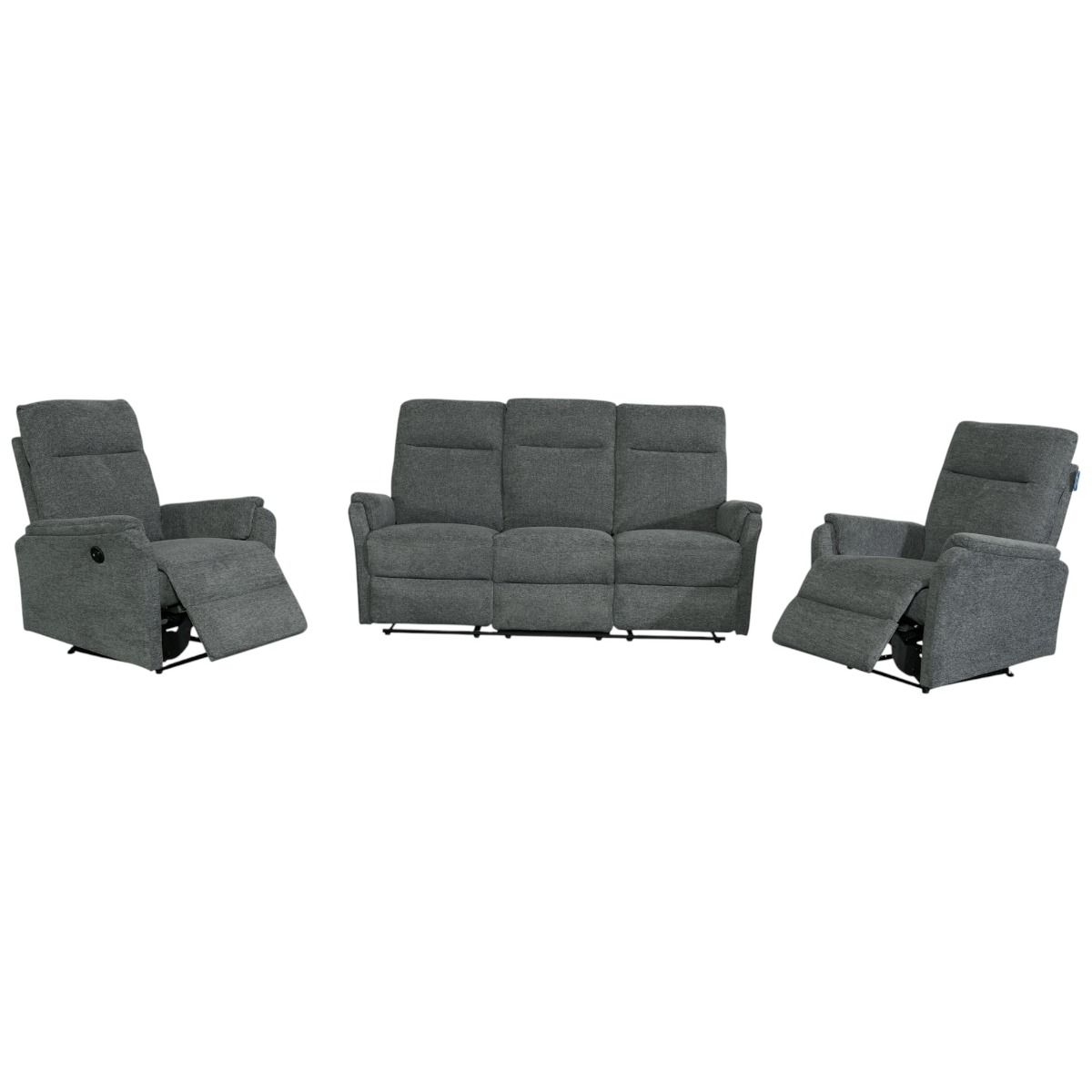 Sohvakalusto 3+1+1 sähkömekanismeilla tummanharmaana