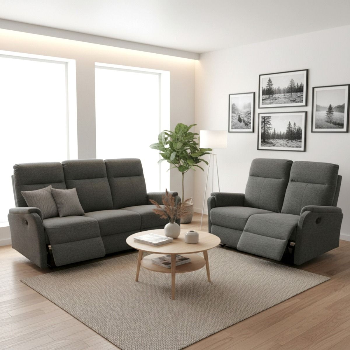 Liverpool 3+2 sohvakalusto sähkömekanismeilla tummanharmaa