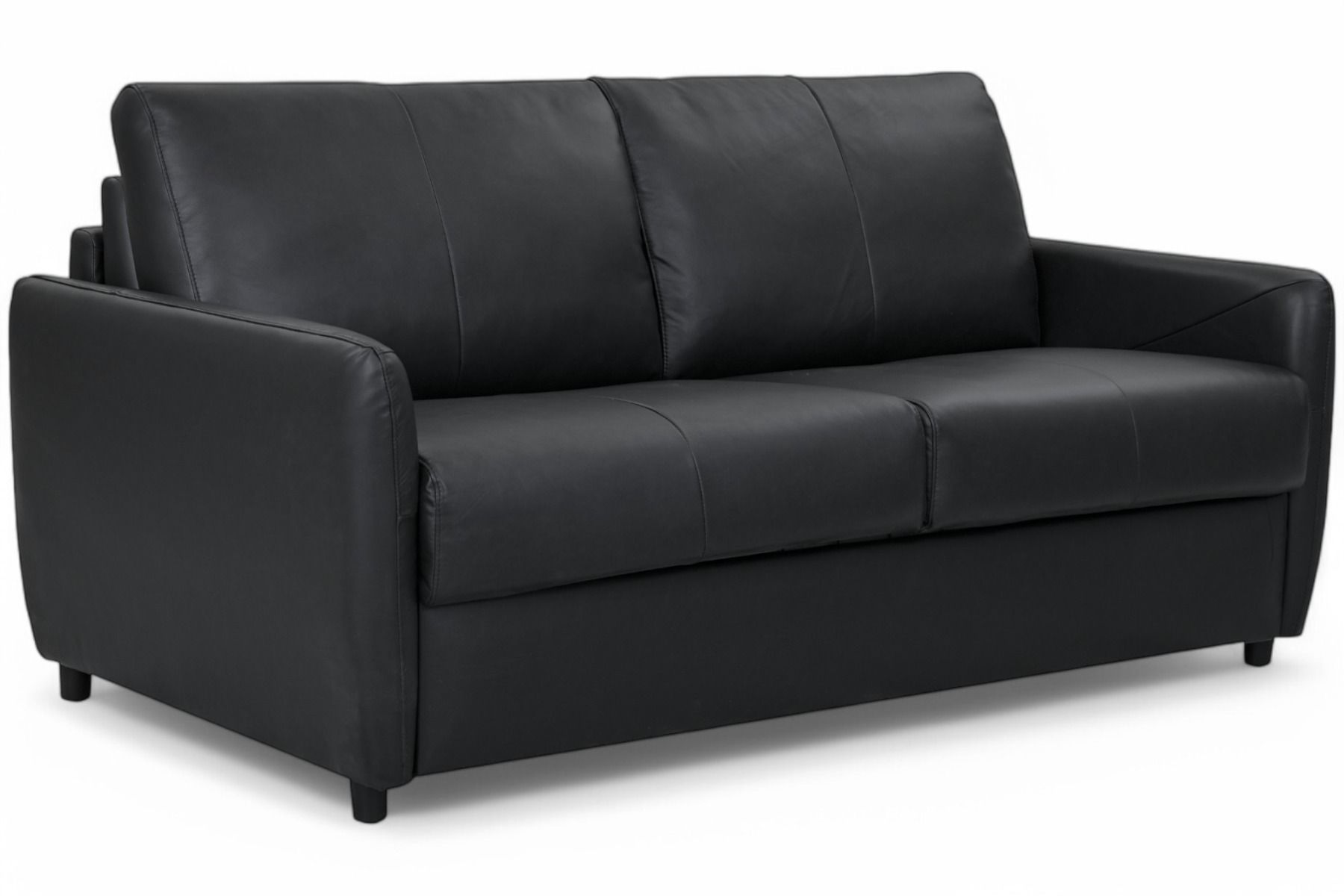 Musta nahkavuodesohva jenkkimekanismilla ja aidolla nahalla