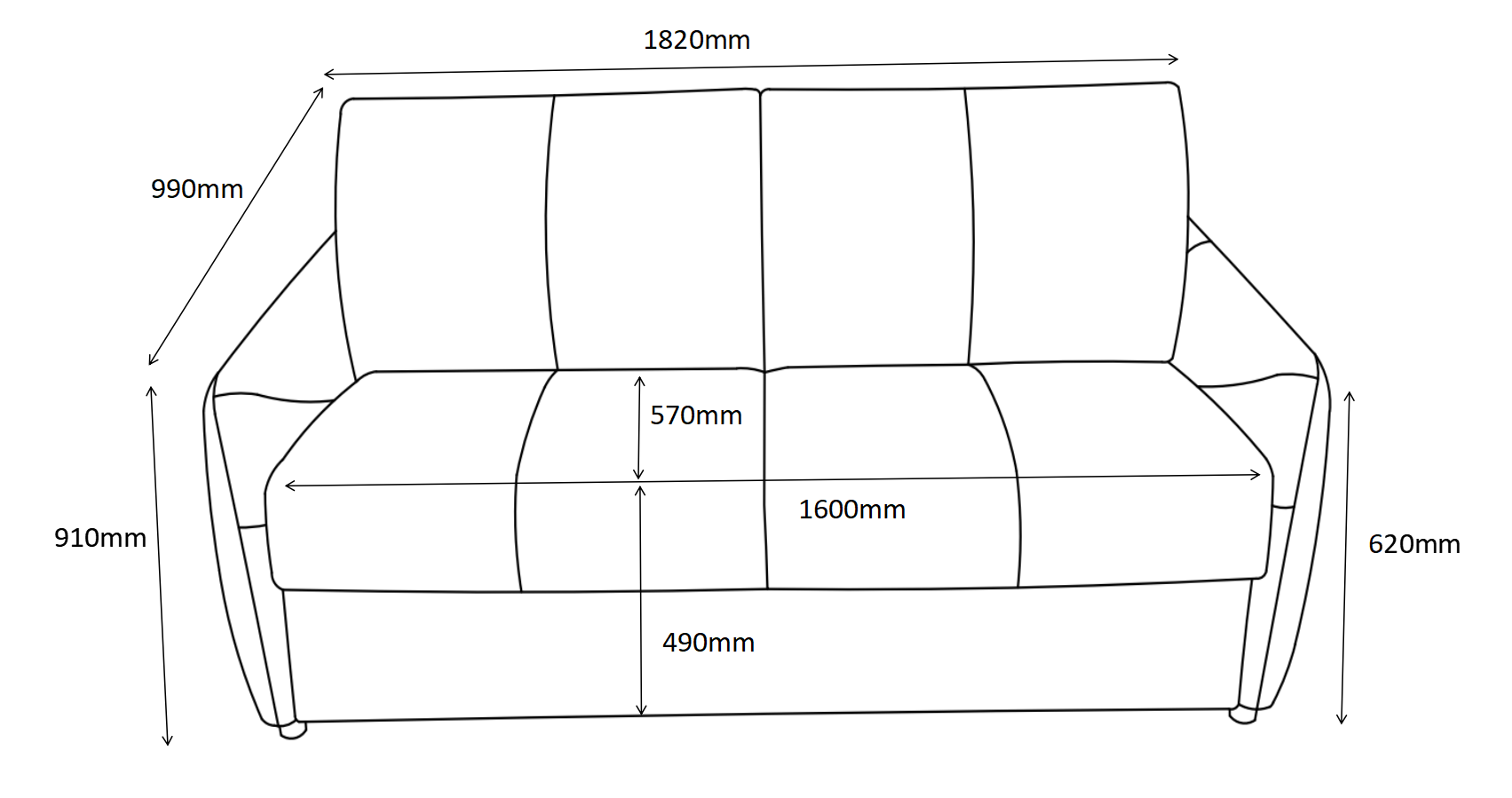 Lucca vuodesohva nahkaverhoilu, konjakin ruskea