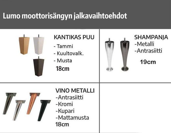 Unico Lumo moottorisänky 160x200cm