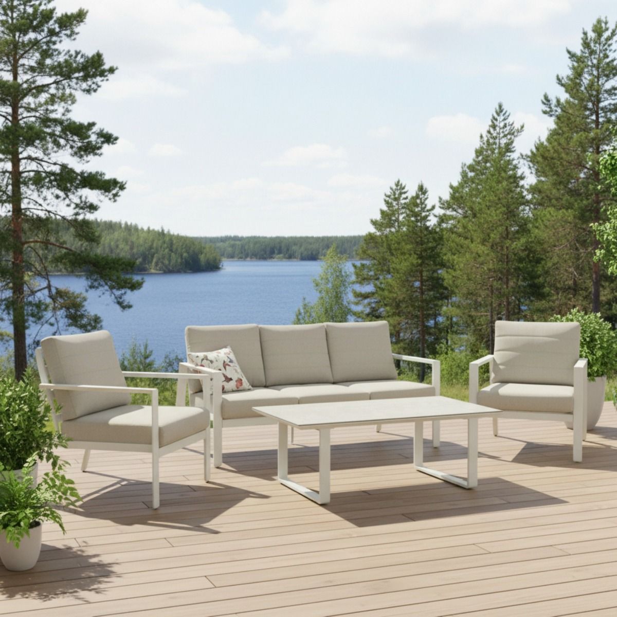 Luoto sohvasetti ulkokäyttöön vaalealla värillä