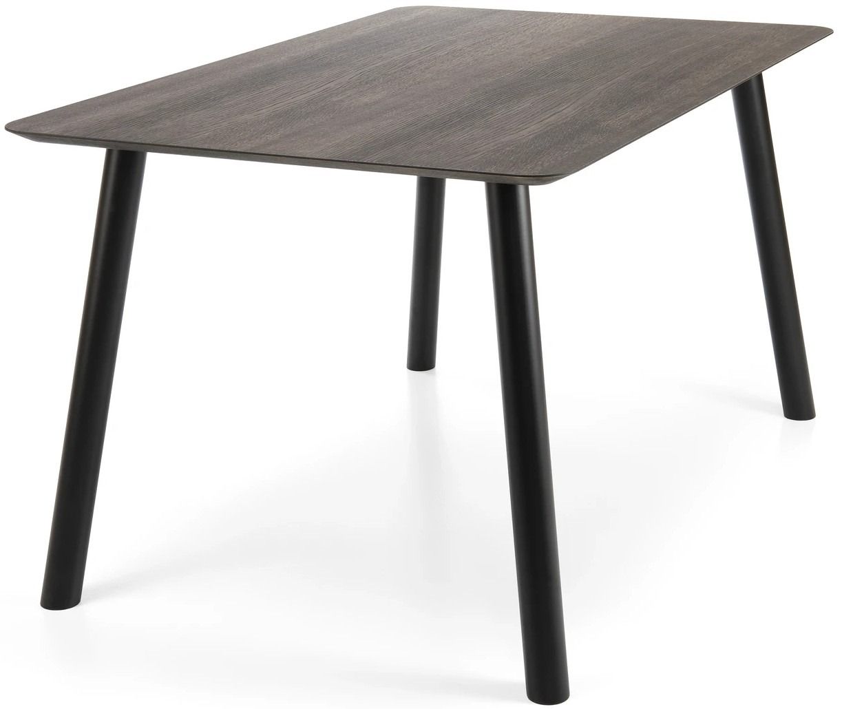 Ruskea tammipöytä 90x205 cm mustilla jaloilla