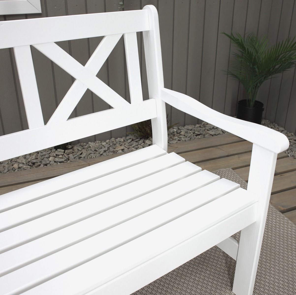 Malmö 3-ist puutarhapenkki, valkoinen