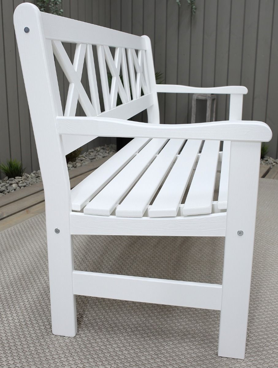 Malmö 3-ist puutarhapenkki, valkoinen