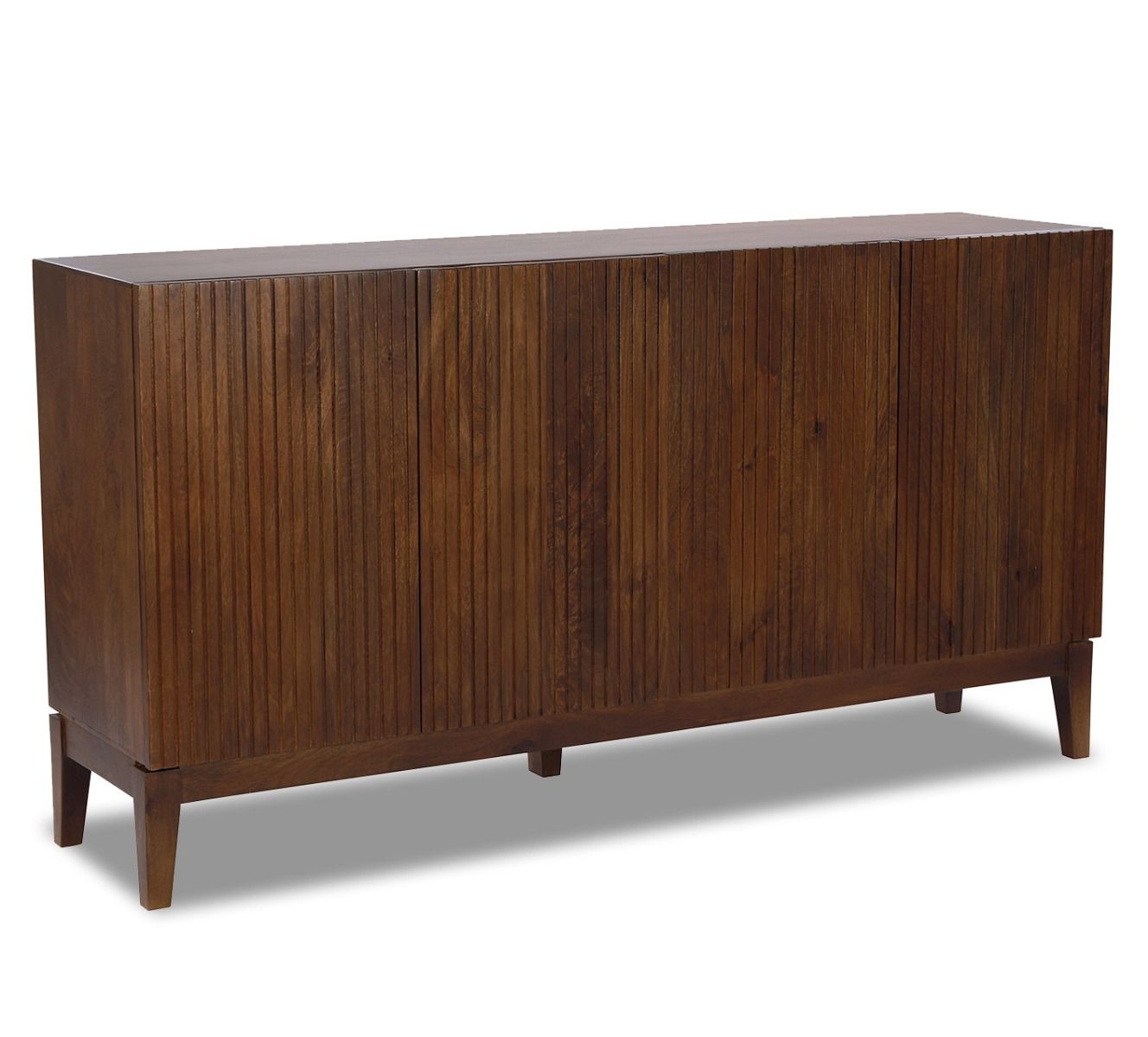 Tummanruskea senkki jossa on uritetut ovet