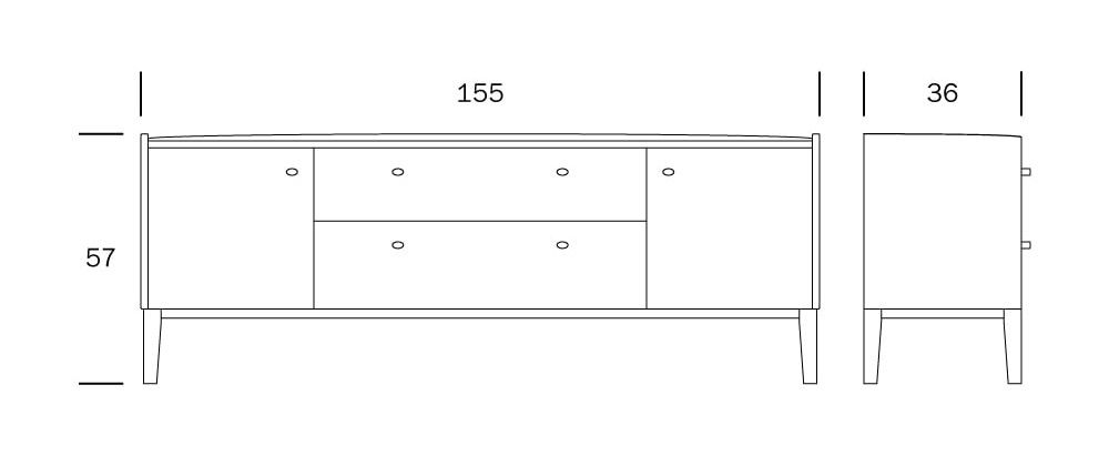Matinea tv-taso 155cm, lakattu koivu
