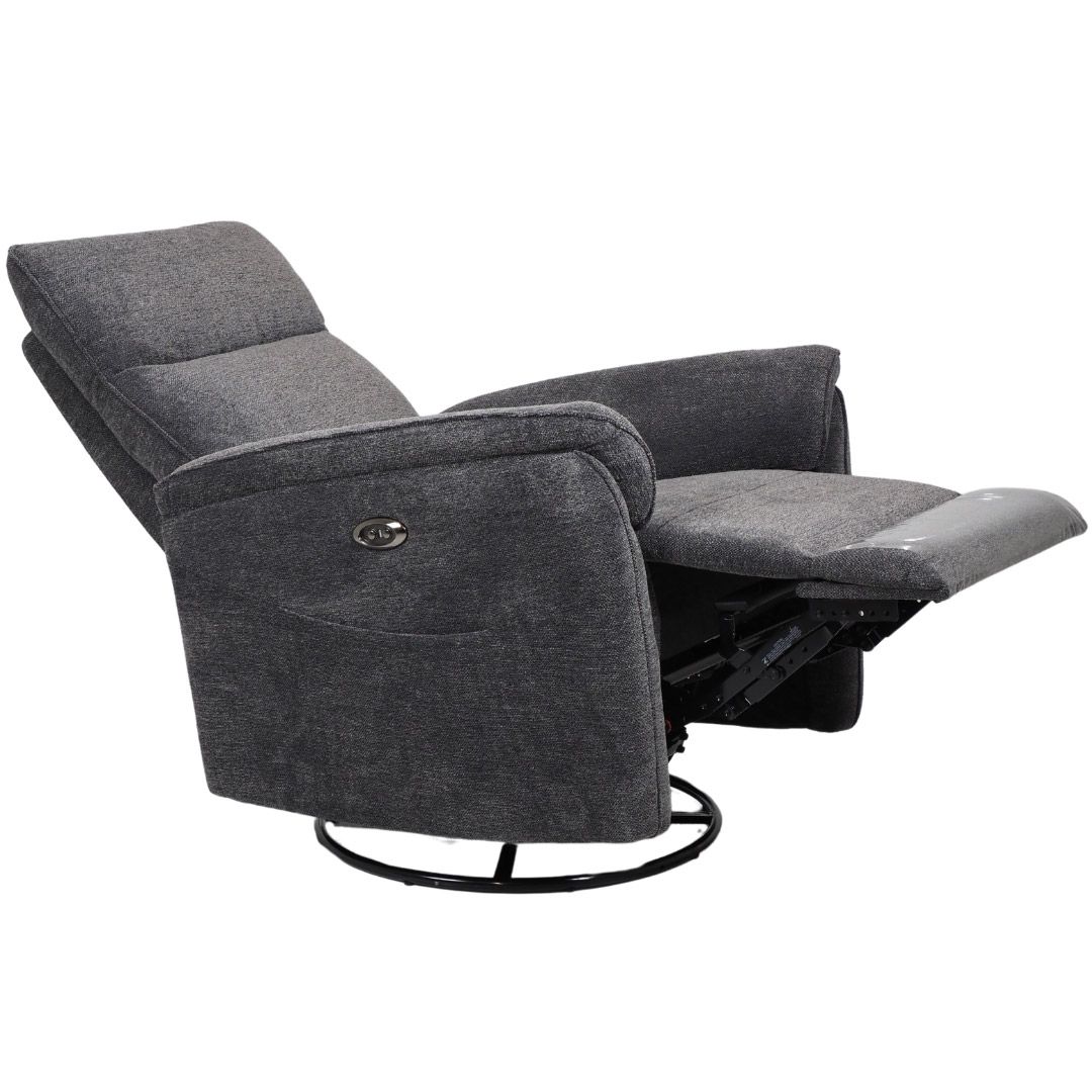 Iisa sähkömekanismituoli, tummanharmaa kangas