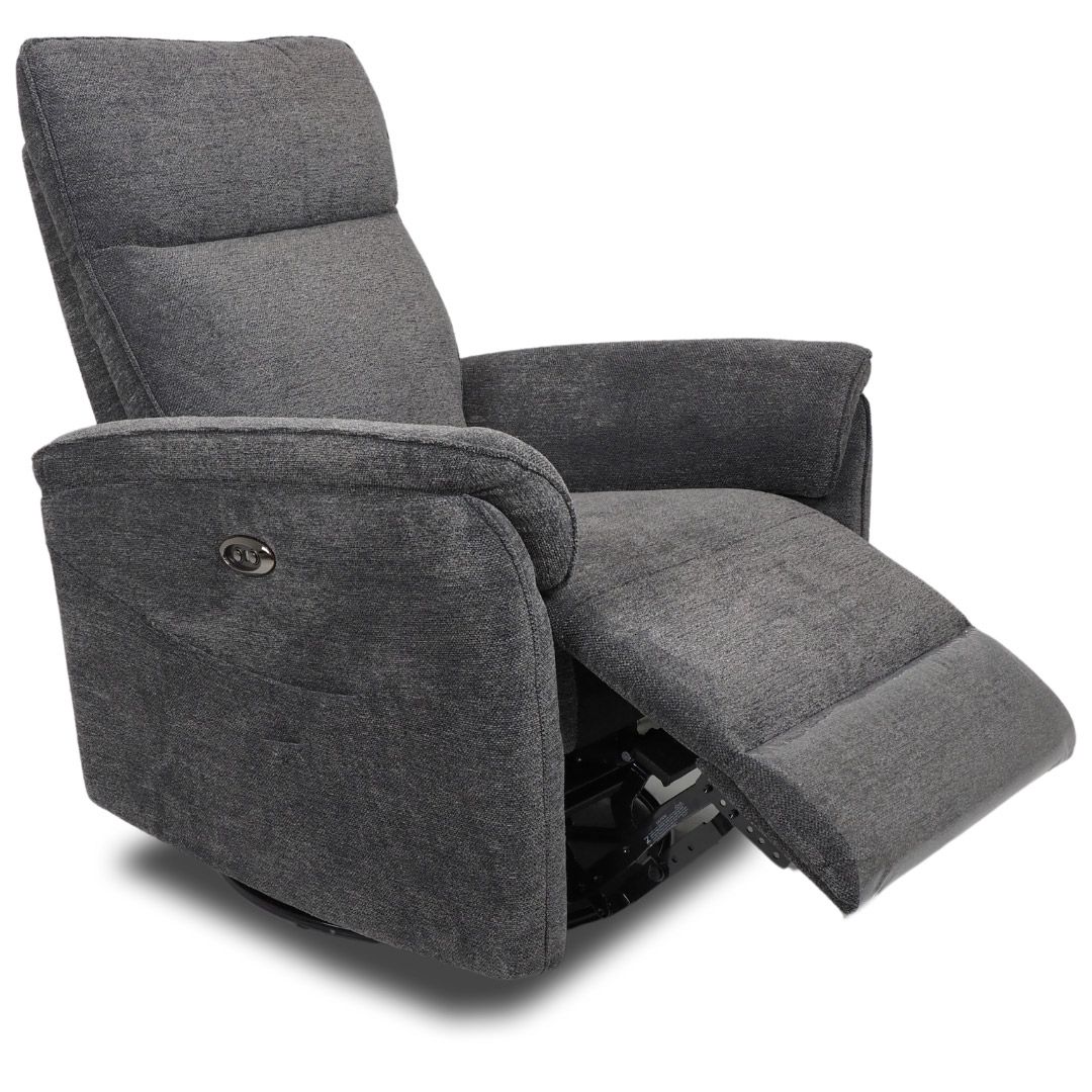 Iisa sähkömekanismituoli, tummanharmaa kangas