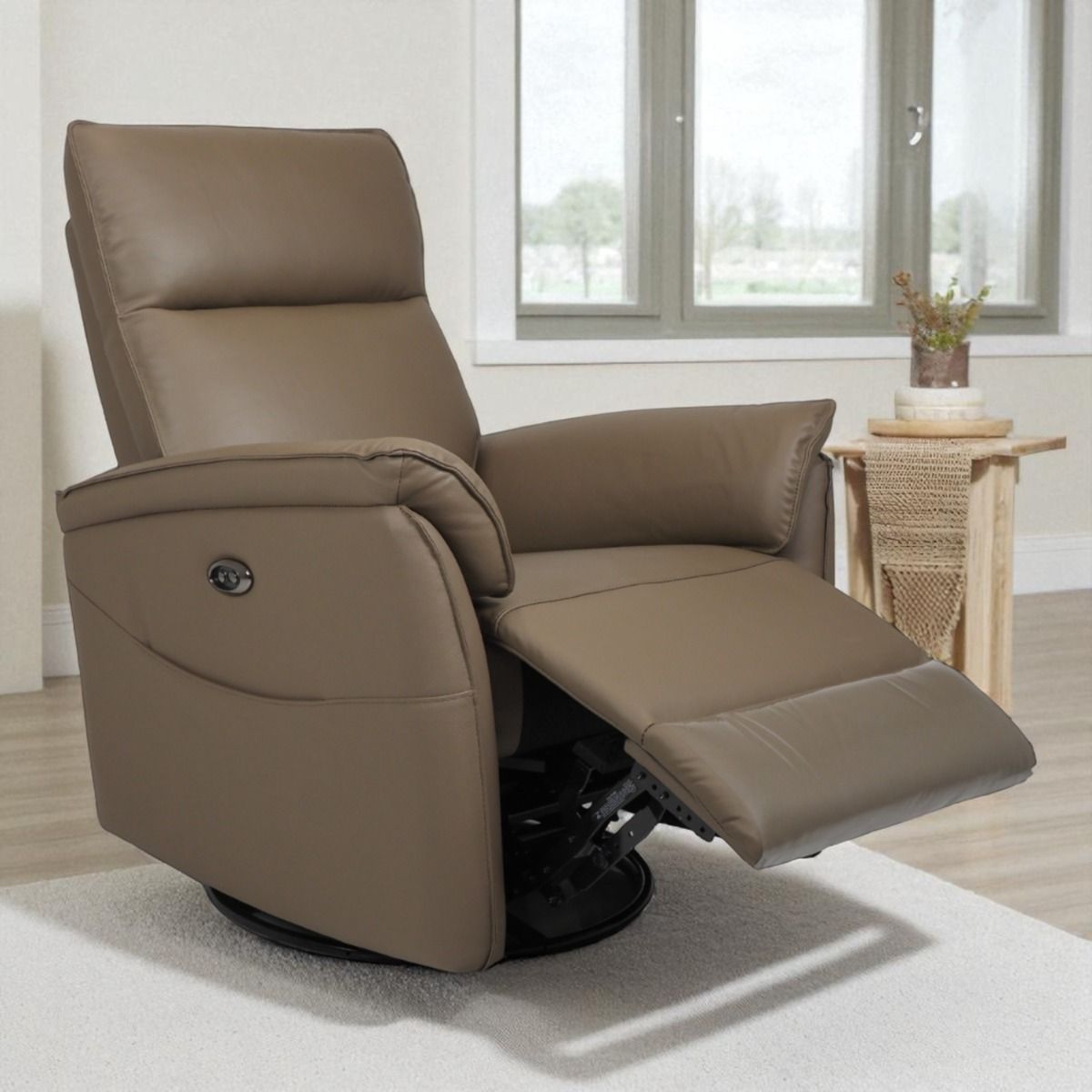 Iisa mekanismituoli ruskea nahkaverhoilu