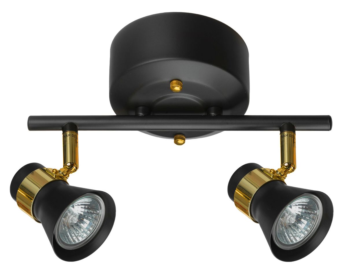 Metis-2 on tyylikäs mattamusta spottivalaisin, jota elävöittävät kiiltävät messinkisävyt rungossa.