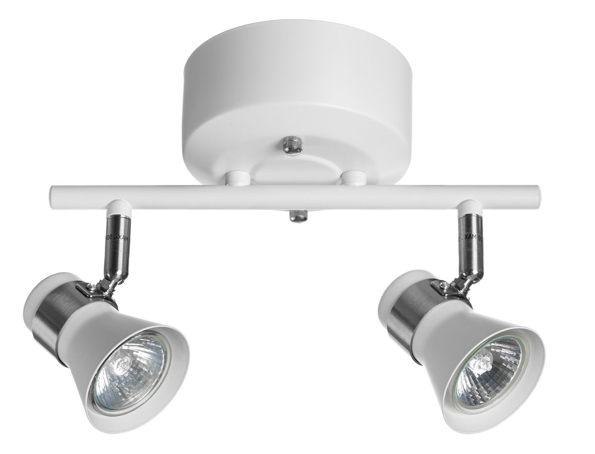 Metis-2 on tyylikäs mattavalkoinen spottivalaisin, jota elävöittävät kiiltävät messinkisävyt rungossa. 