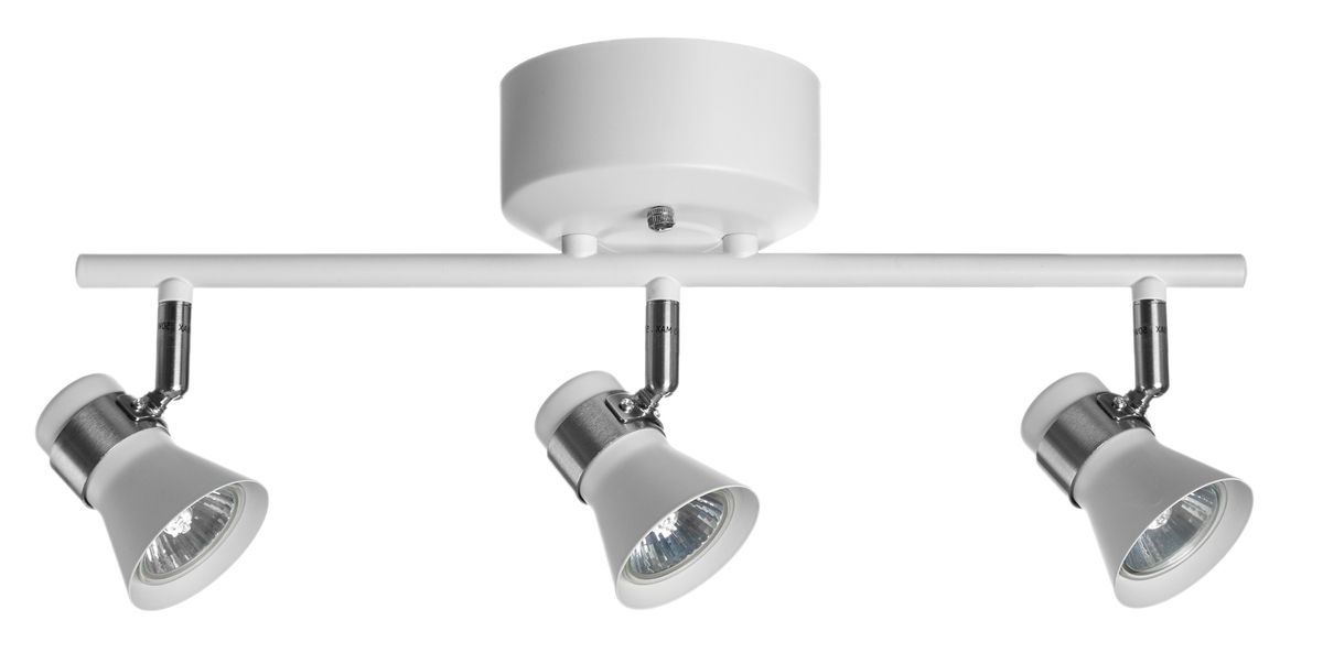 Metis-3 on tyylikäs mattavalkoinen spottivalaisin, jota elävöittävät kiiltävät messinkisävyt rungossa. 