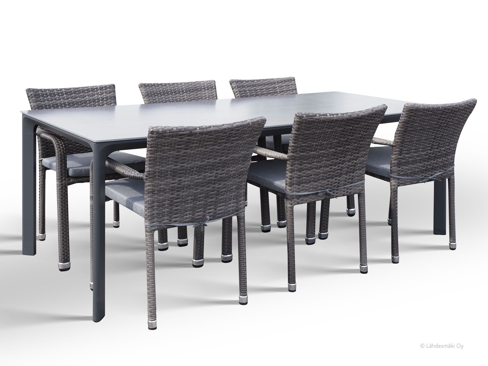 Milano pöytä + 6 Apollo tuolia ulkokäyttöön, eri värejä