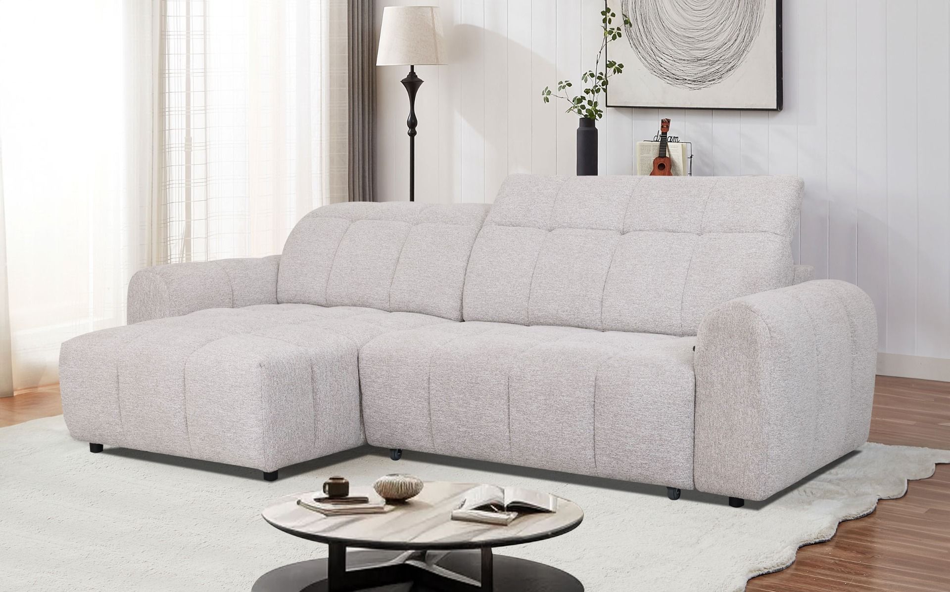 Vaalea Milano sohva mekanismilla