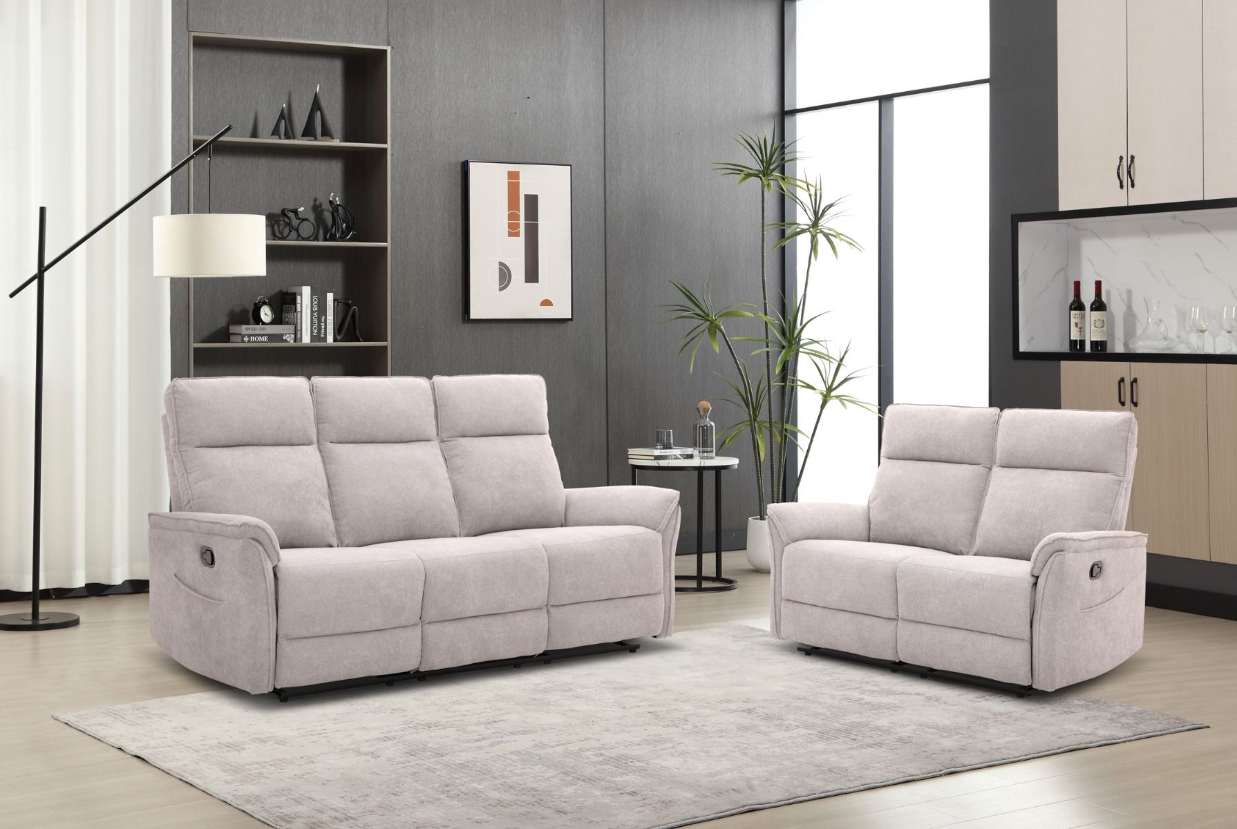 Milos 3+2 sohvakalusto mekanismeillä, vaaleanharmaa