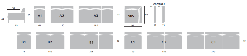 Ermatiko Mindy sohva 2-ist, eri värejä