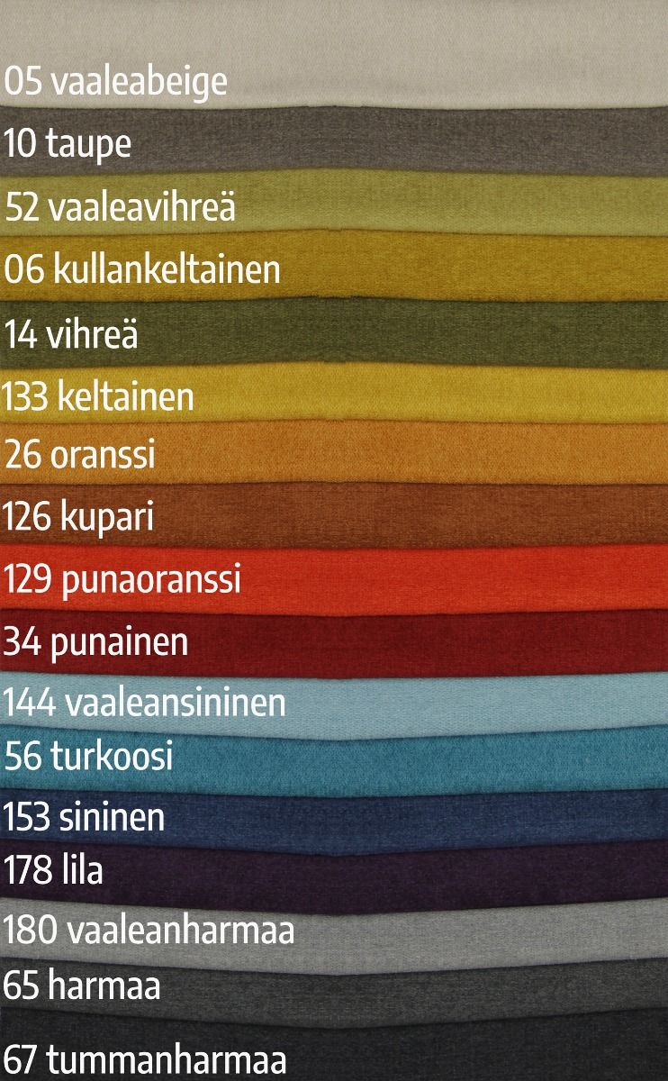 Domingo 3-ist muhkea sohva 222cm, eri värejä