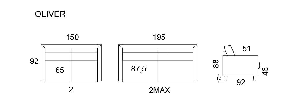Unico Oliver 3+2 sohvakalusto, tummanharmaa