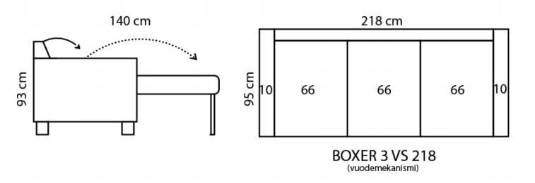 Unico Boxer 2.0 vuodesohva vaaleanharmaa