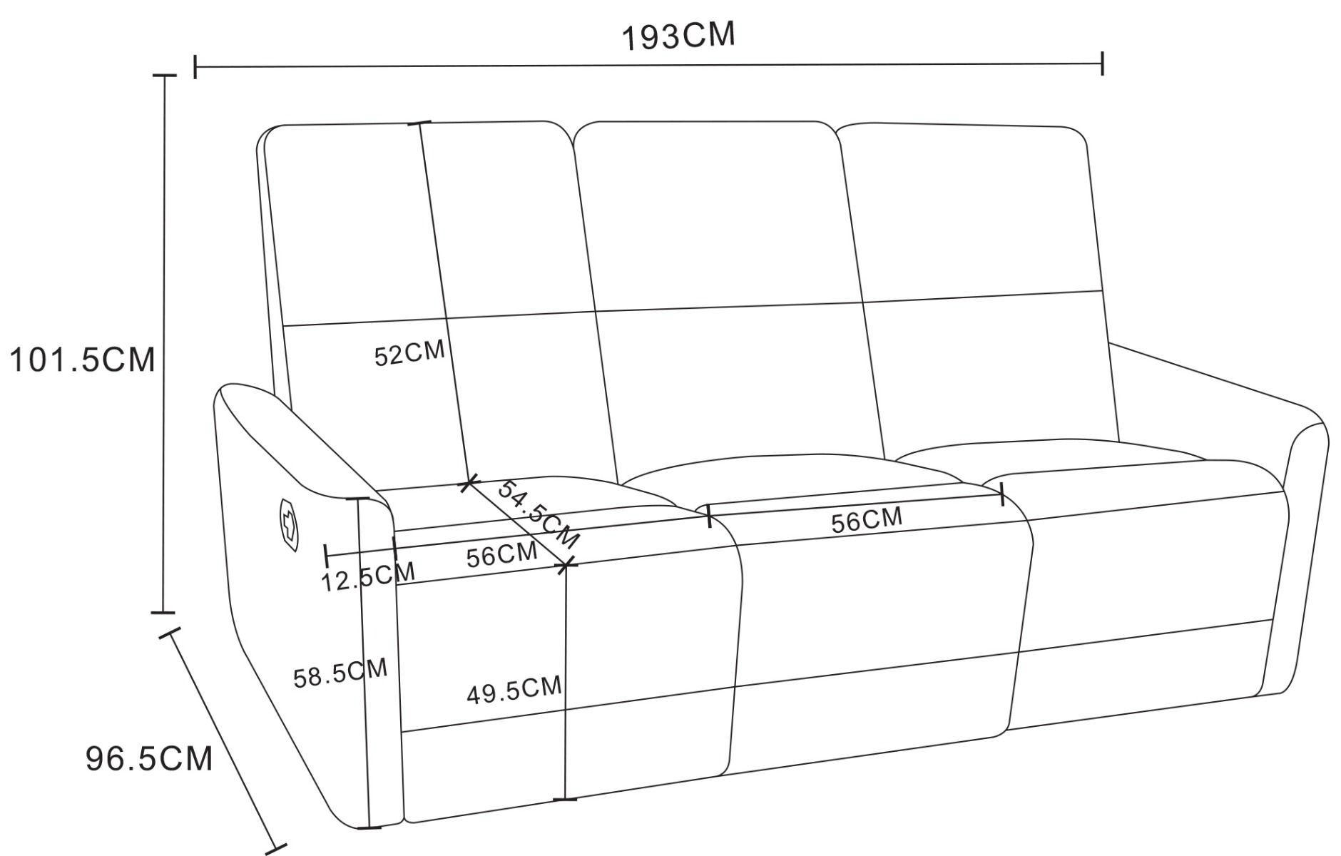 Kentucky 3+1+1 sohvakalusto mekanismeilla, konjakin ruskea
