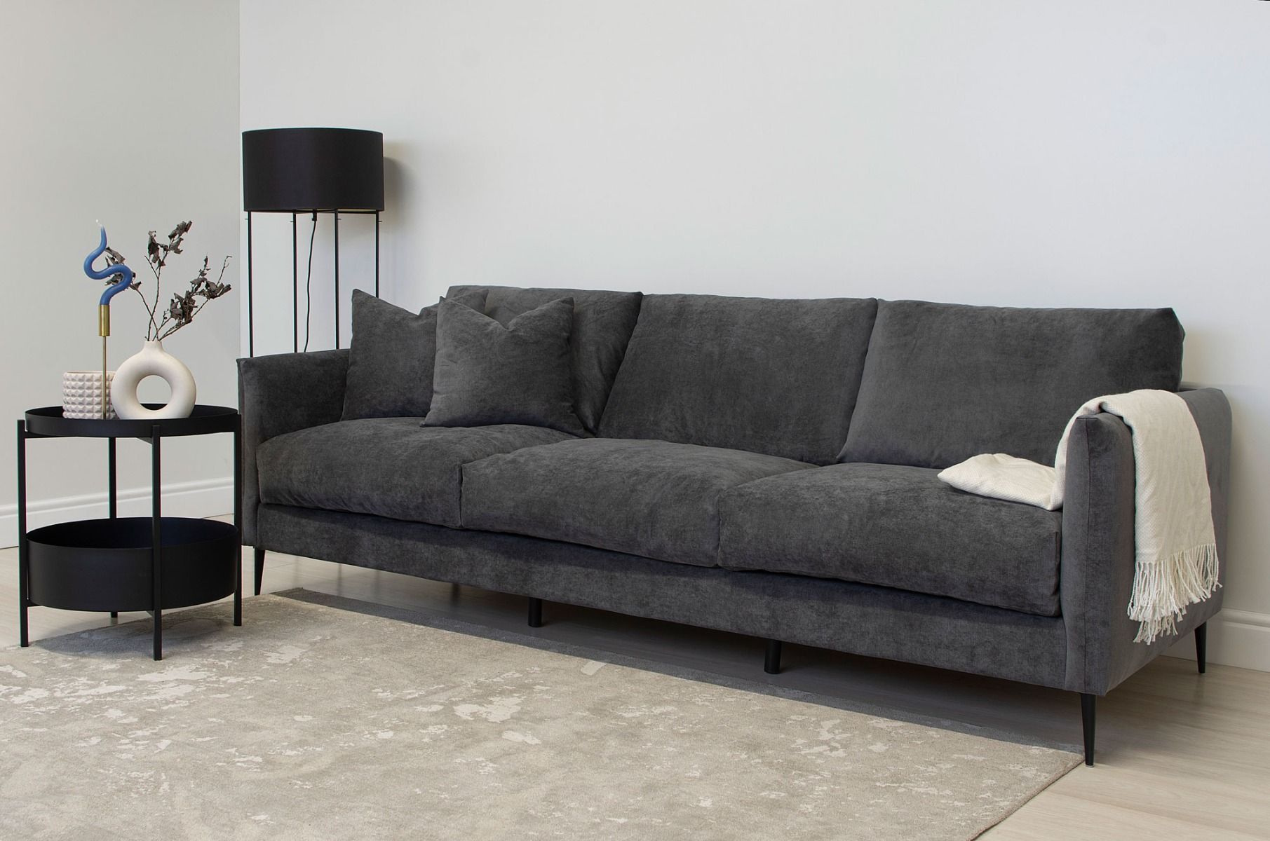 Tummanharmaa Mocca 3-istuttava sohva