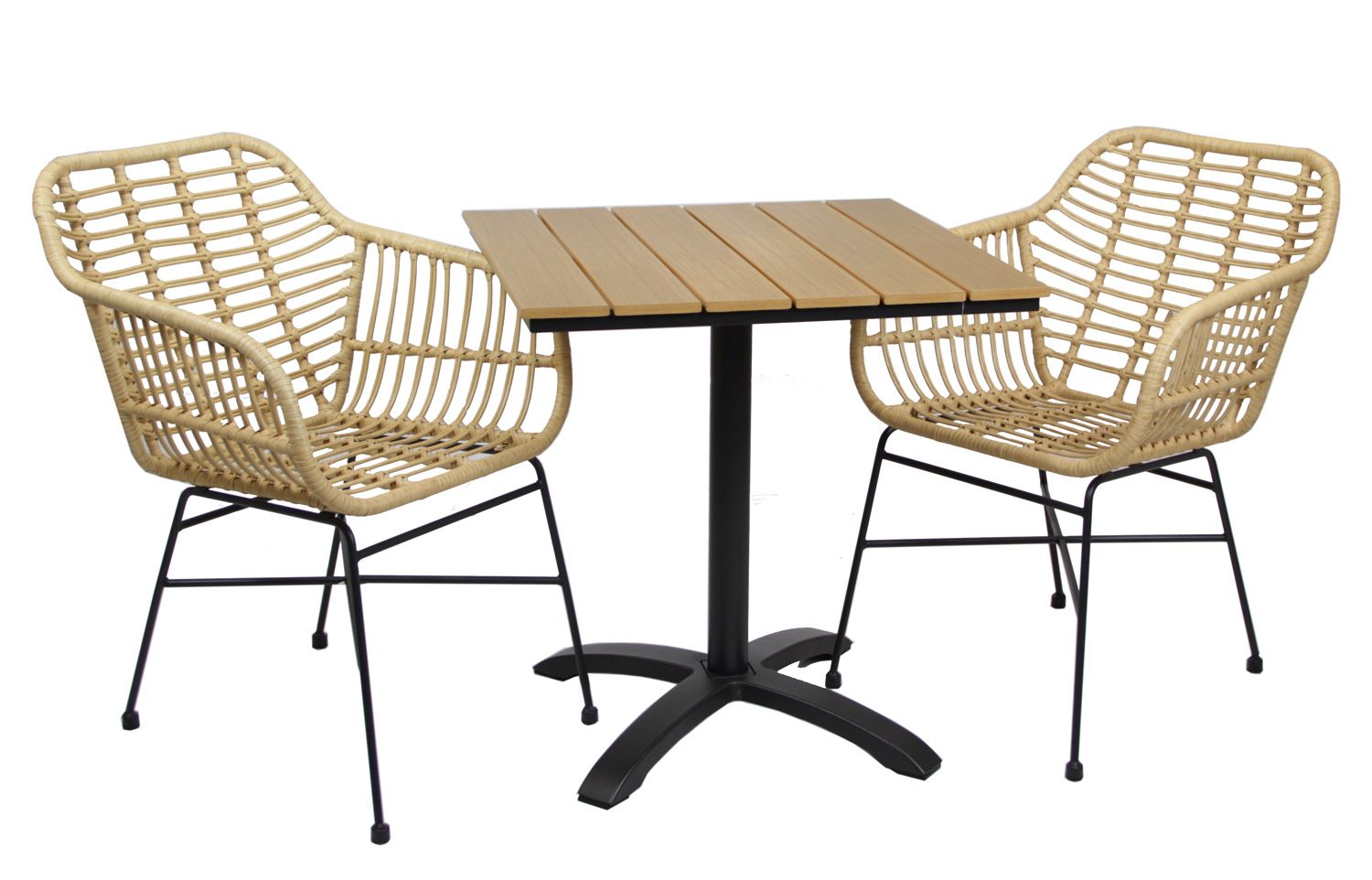 Mocca terassipöytä kahdella Amanda tuolilla